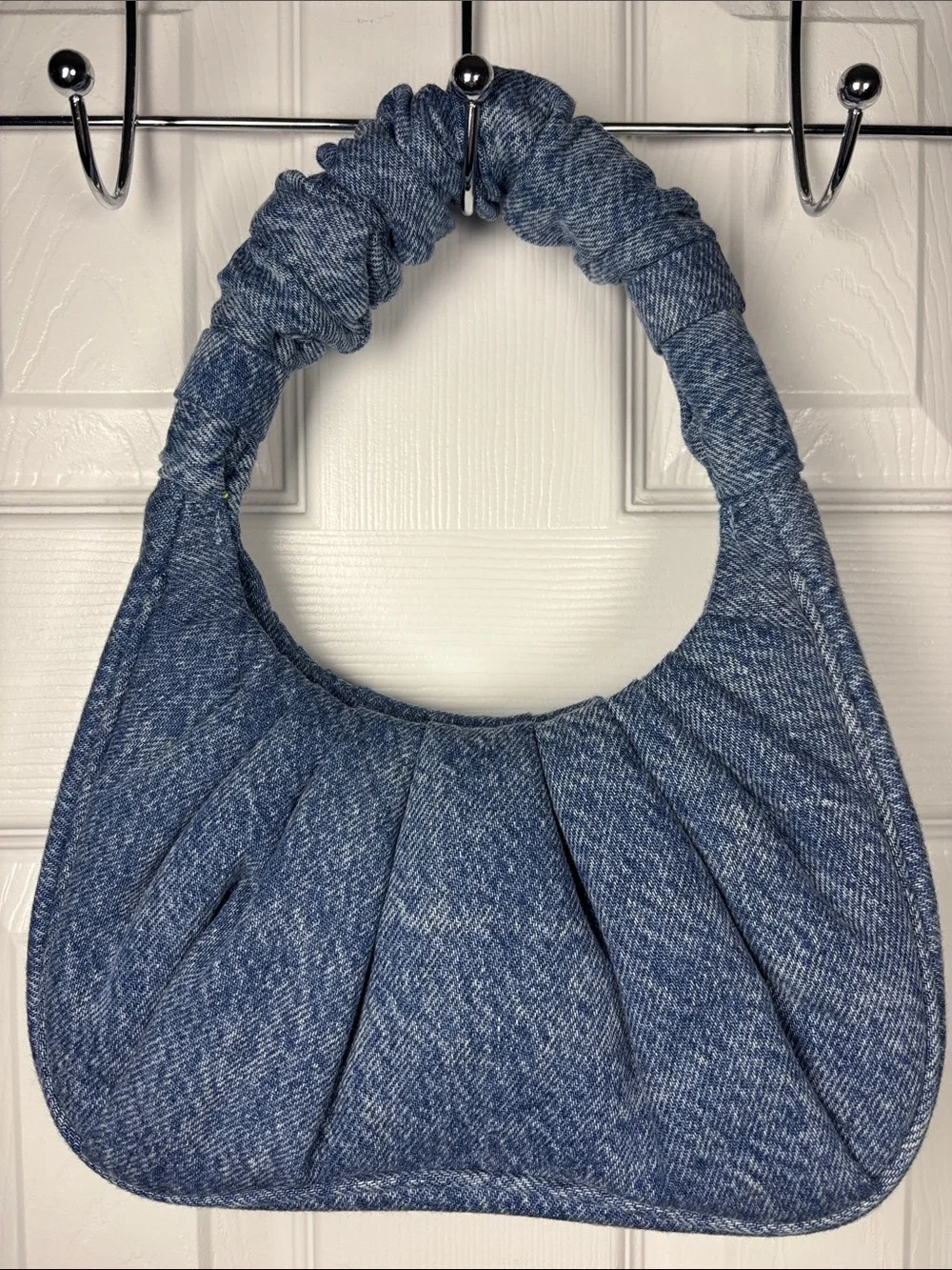 JW PEI Gabbi Ruched Hobo Handbag Blue Denim